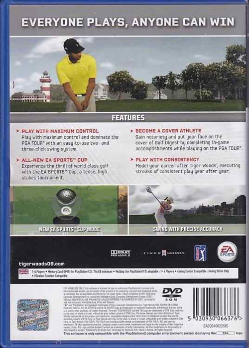 Tiger Woods PGA Tour 09 - PS2 (B Grade) (Genbrug)